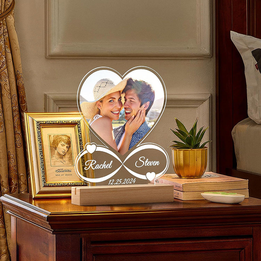 Ornement personnalisé en acrylique avec impression couleur pour la nuit de la Saint-Valentin