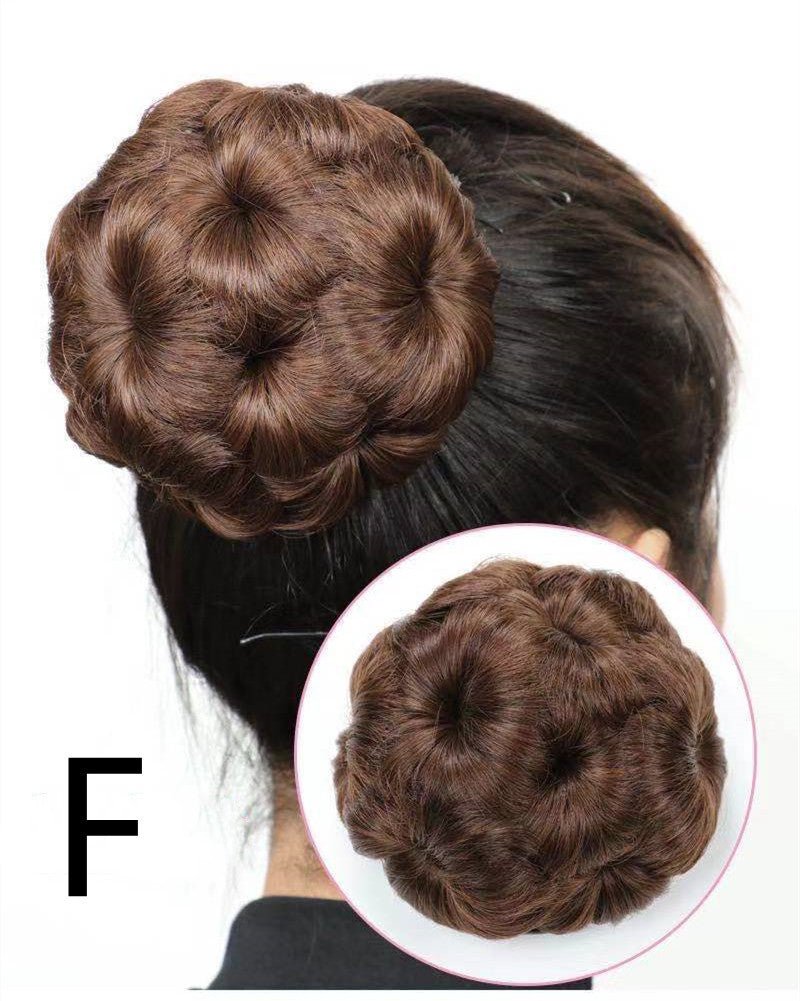 Anneau de cheveux de perruque en soie haute température, chignon, plaque de costume de mariée à tête sphérique à neuf fleurs - KaoKao