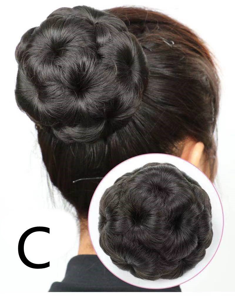 Anneau de cheveux de perruque en soie haute température, chignon, plaque de costume de mariée à tête sphérique à neuf fleurs - KaoKao