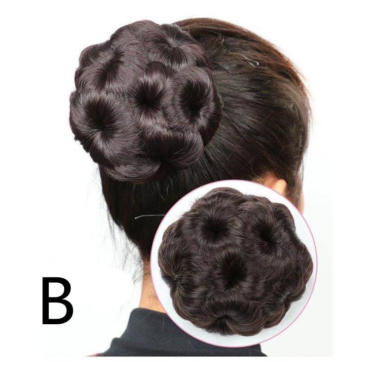Anneau de cheveux de perruque en soie haute température, chignon, plaque de costume de mariée à tête sphérique à neuf fleurs - KaoKao