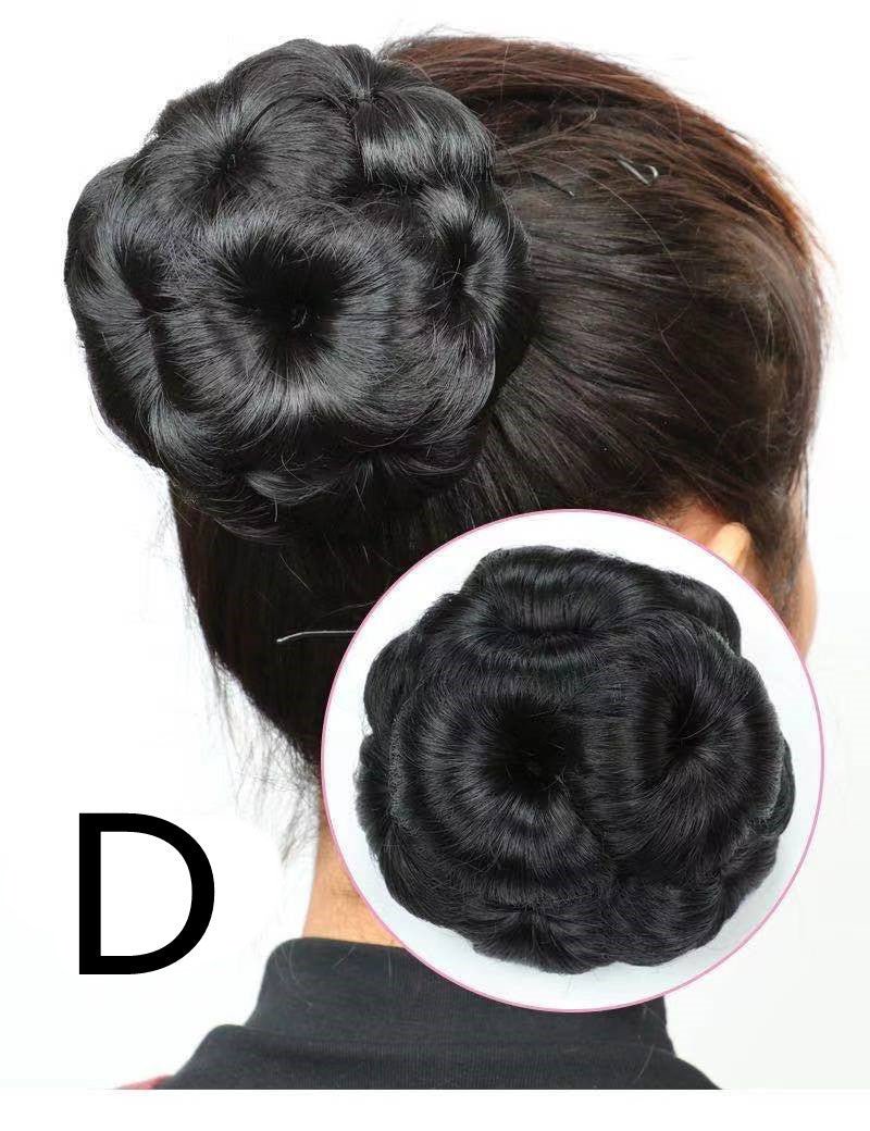 Anneau de cheveux de perruque en soie haute température, chignon, plaque de costume de mariée à tête sphérique à neuf fleurs - KaoKao