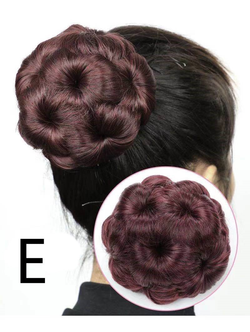 Anneau de cheveux de perruque en soie haute température, chignon, plaque de costume de mariée à tête sphérique à neuf fleurs - KaoKao