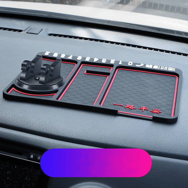 Tapis de téléphone pour voiture antidérapant pour carte de numéro de stationnement 4-en-1, support de téléphone auto, tapis adhésif antidérapant, support de téléphone de tableau de bord.