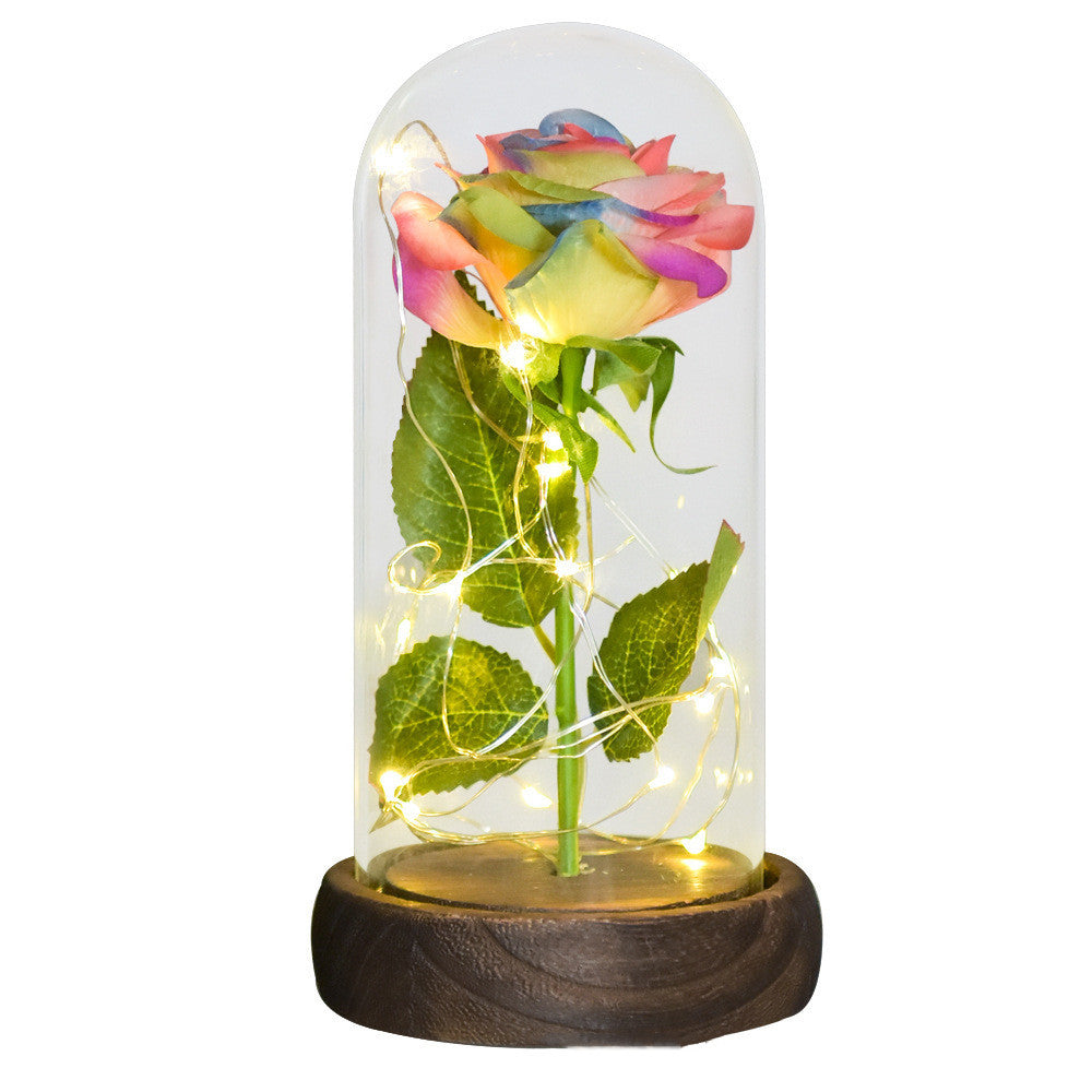 520 Cadeau de Saint-Valentin Vie Éternelle Fleur de Rose Émulative Couvercle en Verre DIY