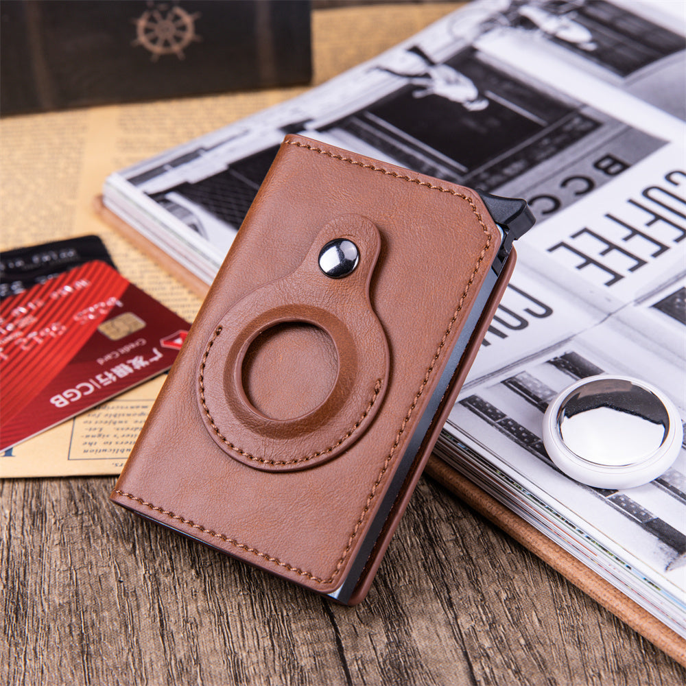 Porte-cartes antivol pour homme avec trou de traqueur