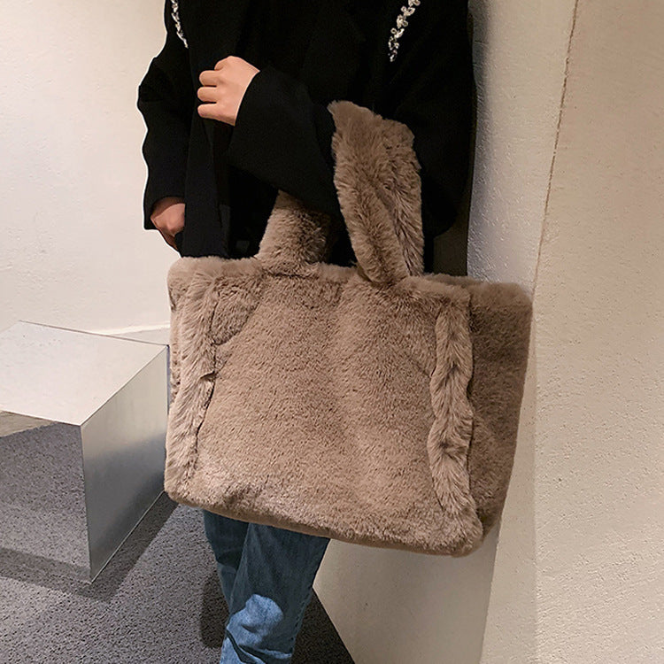Sacs d'hiver Chaîne Sac à main en peluche Sacs fourre-tout Femme Sac à épaule