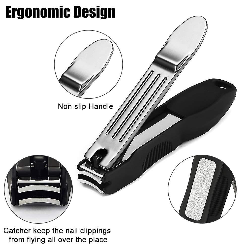 Ensemble de coupe-ongles en acier inoxydable avec grands ciseaux à ongles anti-éclaboussures