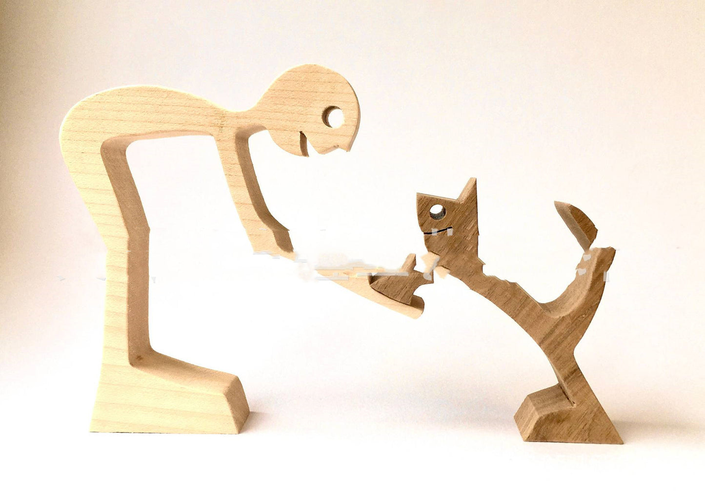 Figurine en bois à faire soi-même, sculpture décorative pour chien, décoration de la maison, un homme, un chien, sculpture en bois, cadeaux de Noël, modèle de décoration