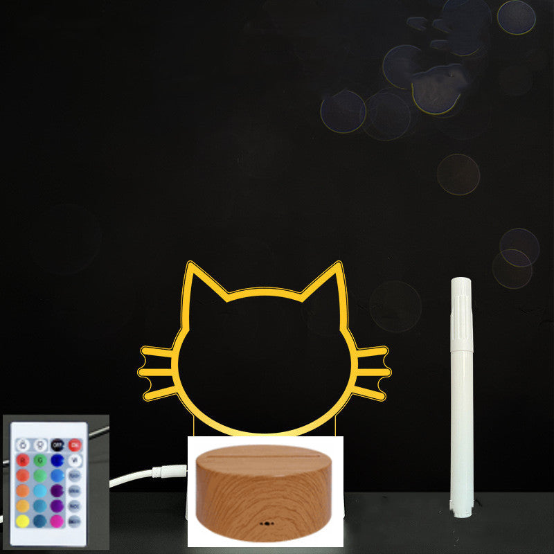 Tableau de message en acrylique 3D avec écriture à la main et lumière LED
