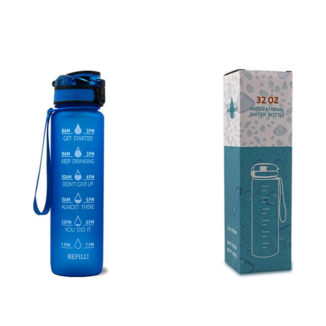 Bouteille d'eau Tritan 1L avec marqueur horaire, couvercle Bounce, bouteille d'eau motivante, tasse étanche pour le cyclisme et le fitness.