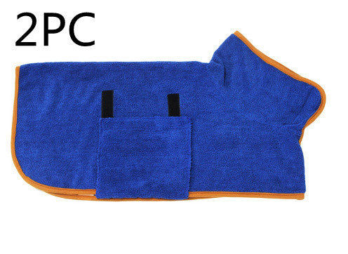 Robe de bain pour animaux absorbante en microfibre avec ceinture.