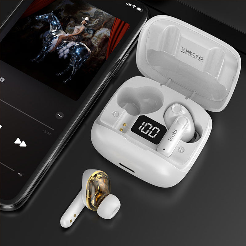 Nouveau mini casque sans fil transparent Bluetooth avec affichage numérique, réduction de bruit ENC, véritable sans fil, musique sportive.