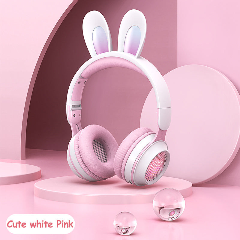 Casque sans fil à oreilles de lapin lumineux et extensible en blé