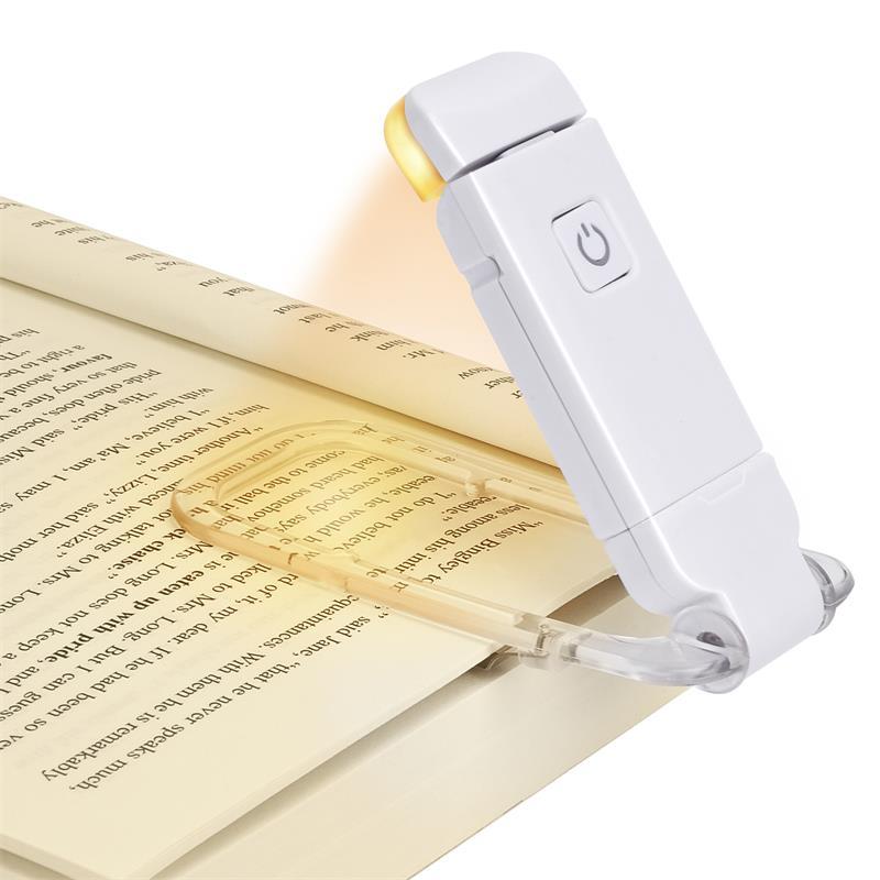 Lampe de lecture LED rechargeable par USB, luminosité réglable, protection des yeux, clip de lecture, lampe de lecture portable pour marque-page