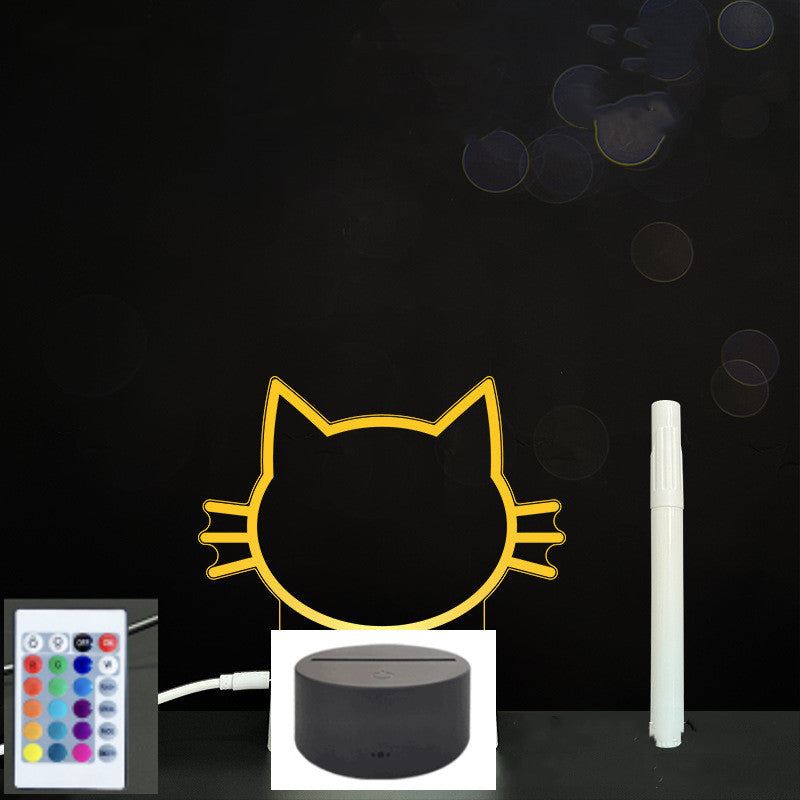 Tableau de message en acrylique 3D avec écriture à la main et lumière LED