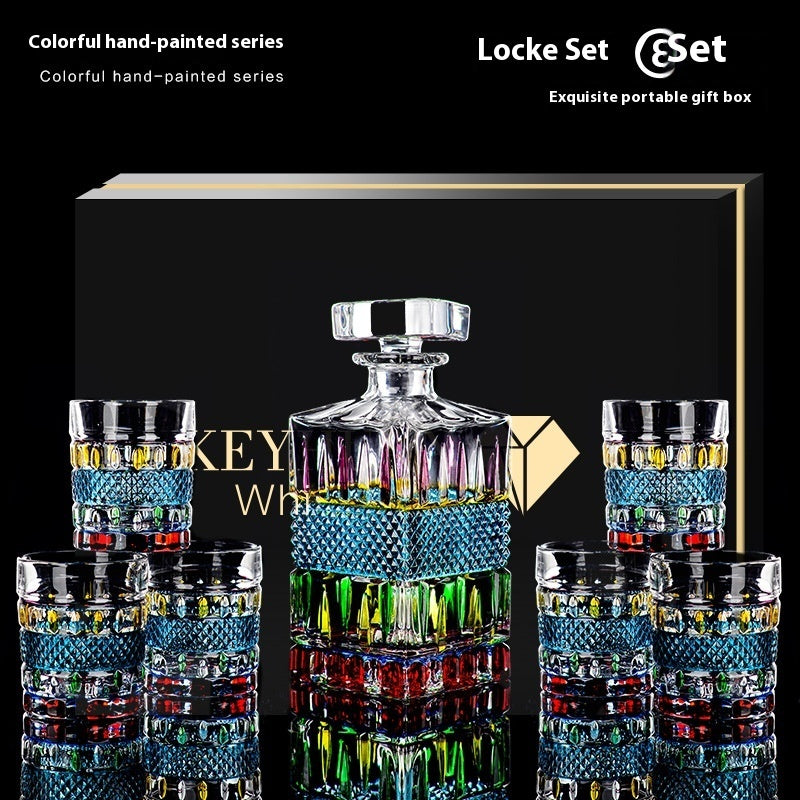 Ensemble de verres à liqueur en cristal peint, ensemble de vin de haute qualité, tasse en verre coloré.