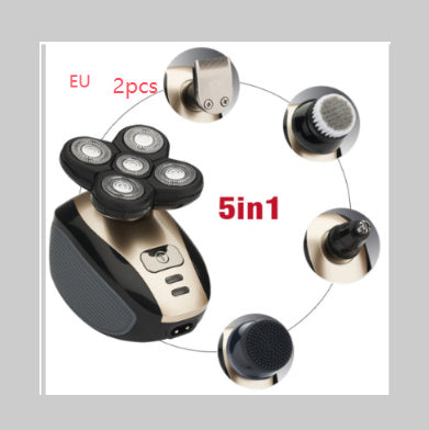 Rasoir électrique multifonction 5 en 1 avec 5 lames pour hommes, tondeuse rechargeable pour tête rasée, barbe et poils de nez.