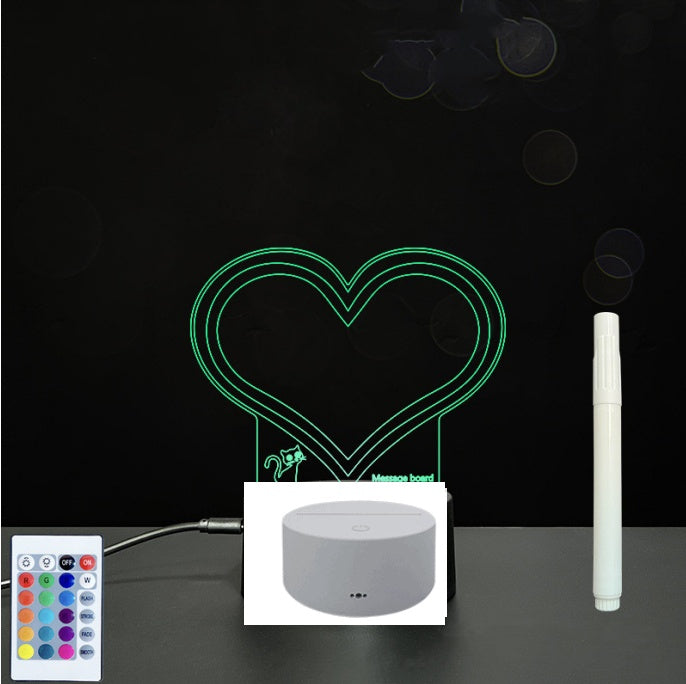 Tableau de message en acrylique 3D avec écriture à la main et lumière LED