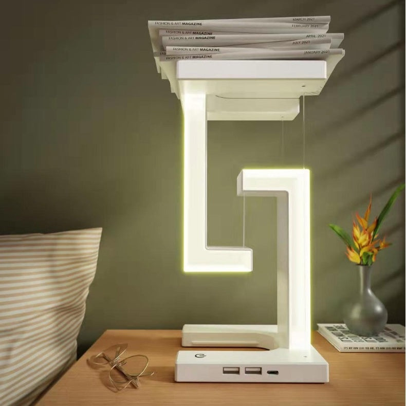 Lampe de table suspendue à chargement sans fil créative pour smartphone, lampe d'équilibre flottante pour la maison et la chambre.