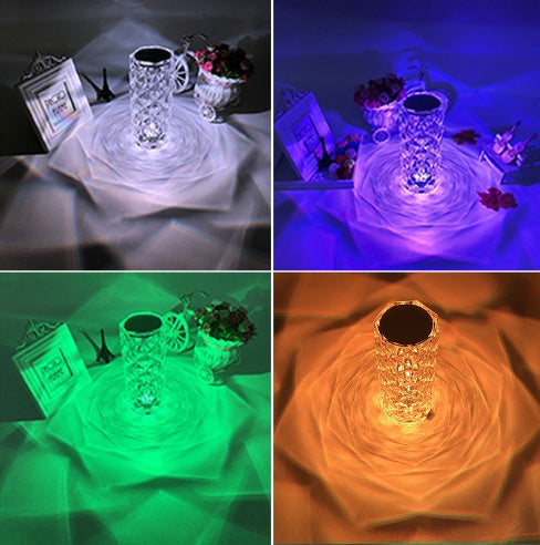 Lampe de table en cristal créatif rechargeable en acrylique pour chambre à coucher.