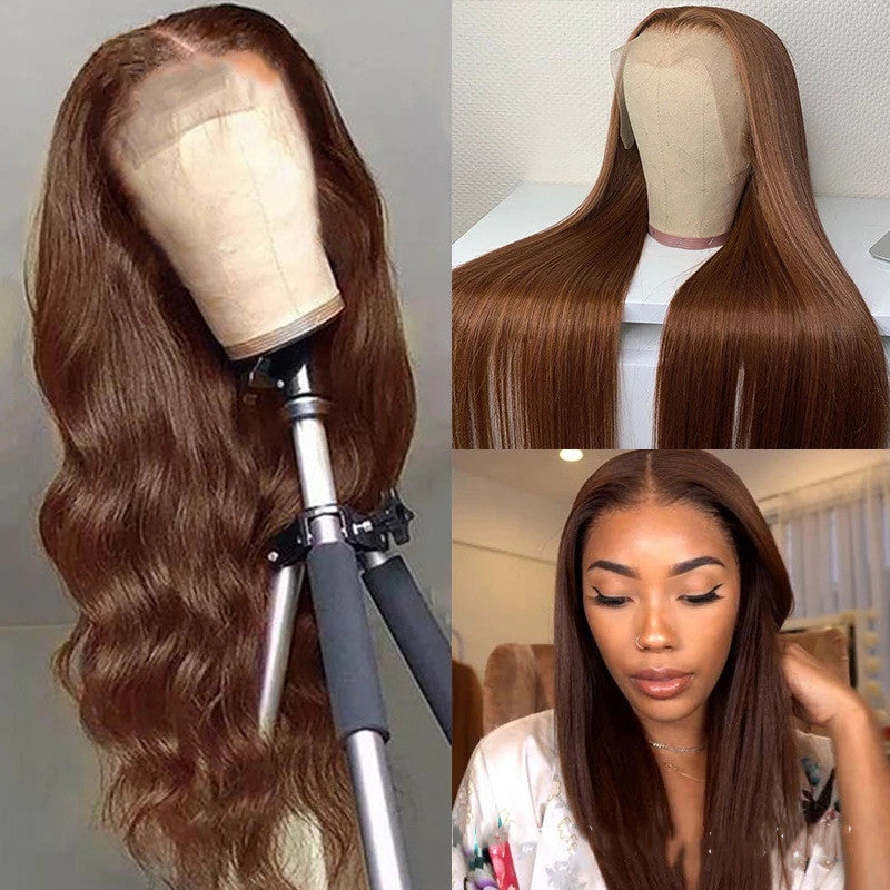 Perruques de cheveux humains de couleur marron Perruque de cheveux humains