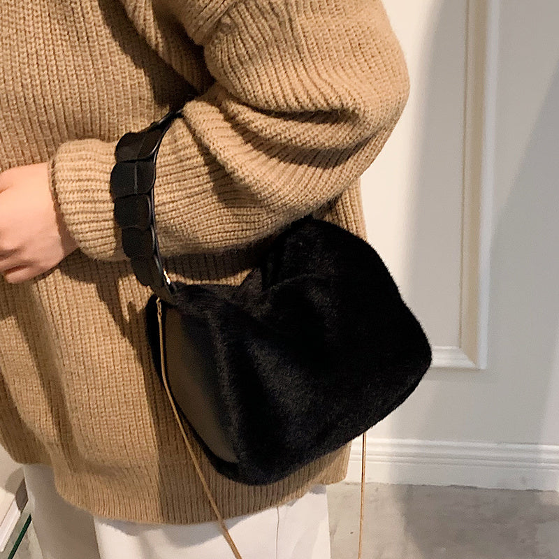 Sac à main croisé en fourrure petite pour femmes automne et hiver