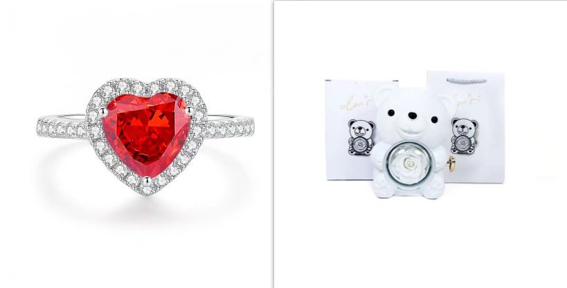 Boîte cadeau de nounours rose éternel avec collier, boîte à bijoux rose rotative, cadeau de Saint - Valentin, boîte de rangement pour femmes et petites amies. - KaoKao