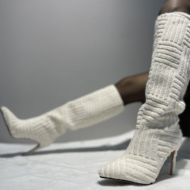 Bottes de serviette thermique sexy à bout pointu grande taille - KaoKao