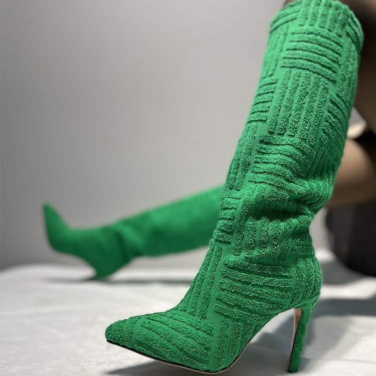 Bottes de serviette thermique sexy à bout pointu grande taille - KaoKao