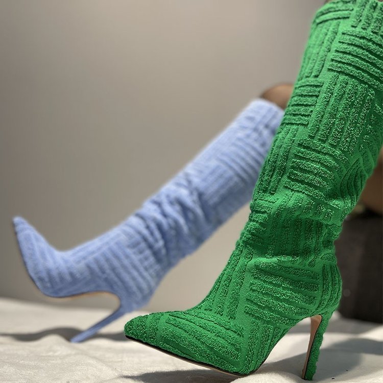Bottes de serviette thermique sexy à bout pointu grande taille - KaoKao