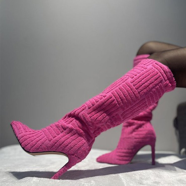 Bottes de serviette thermique sexy à bout pointu grande taille - KaoKao