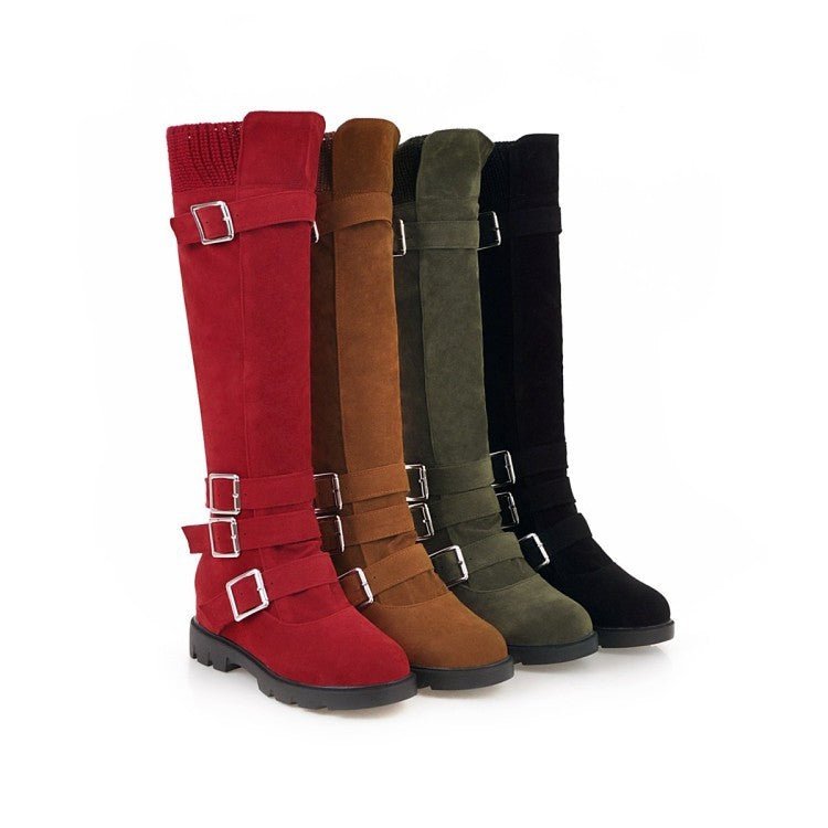 Bottes hautes Martin pour femmes avec boucle de ceinture britannique - KaoKao