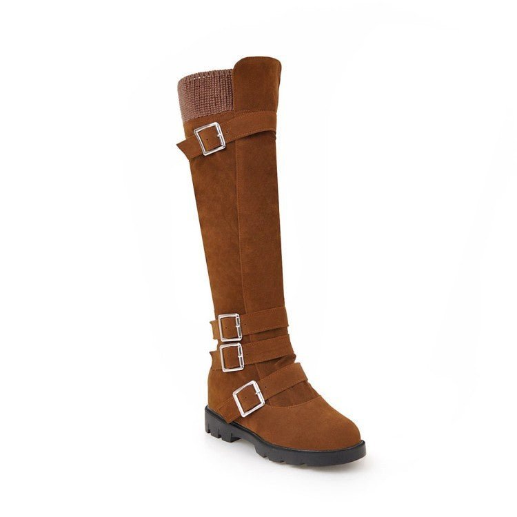 Bottes hautes Martin pour femmes avec boucle de ceinture britannique - KaoKao