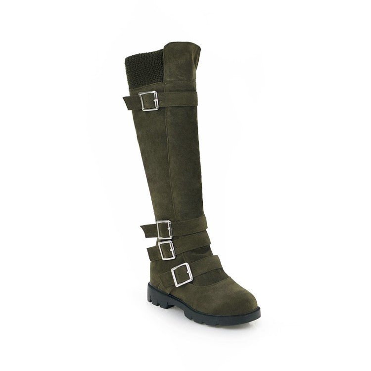 Bottes hautes Martin pour femmes avec boucle de ceinture britannique - KaoKao