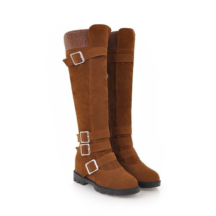 Bottes hautes Martin pour femmes avec boucle de ceinture britannique - KaoKao