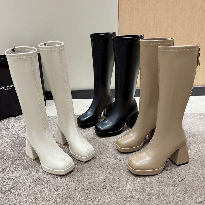 Bottes Martin à fermeture éclair arrière en tube long grande taille - KaoKao