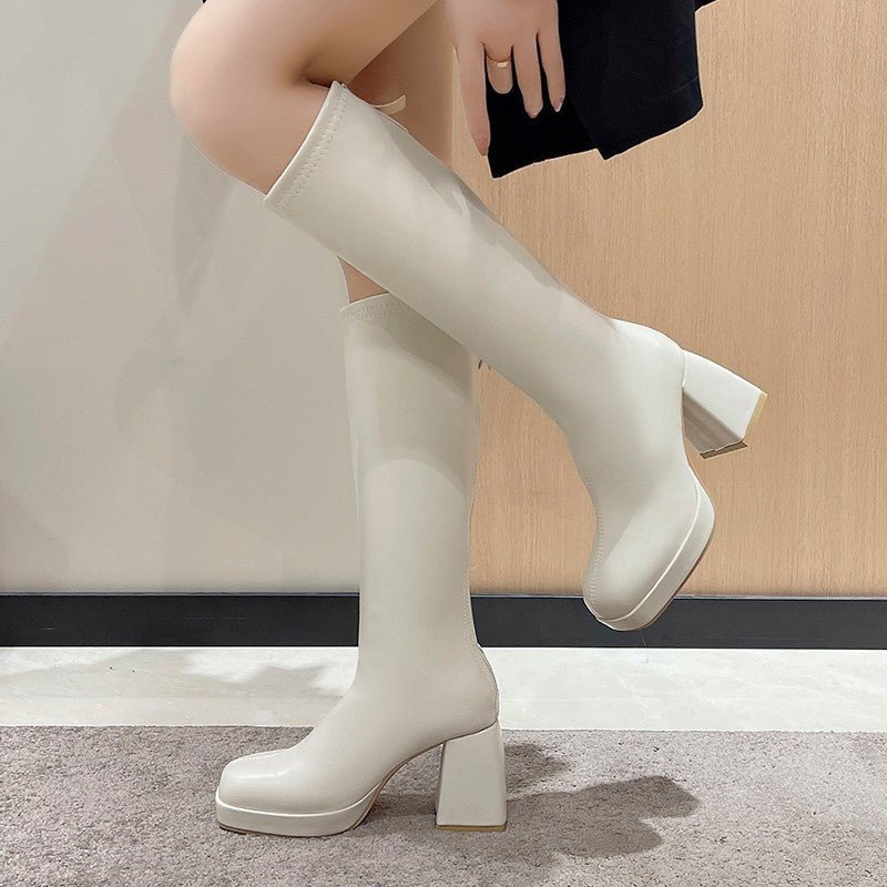 Bottes Martin à fermeture éclair arrière en tube long grande taille - KaoKao