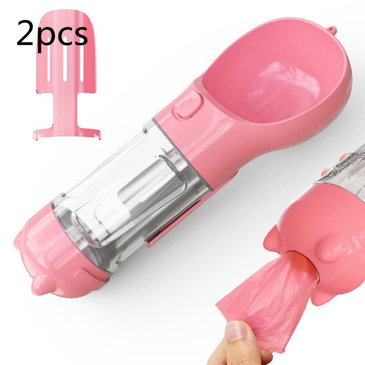 Bouteille d'eau pour animaux de compagnie avec distributeur, bol, sac poubelle, rangement, portable, voyage en extérieur, 3 en 1 pour chien. - KaoKao