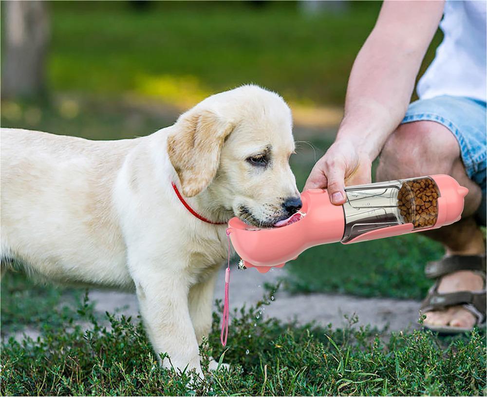 Bouteille d'eau pour animaux de compagnie avec distributeur, bol, sac poubelle, rangement, portable, voyage en extérieur, 3 en 1 pour chien. - KaoKao