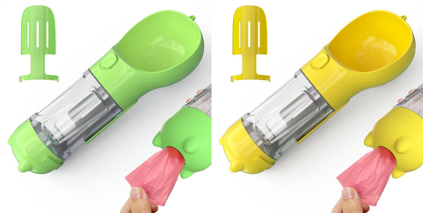Bouteille d'eau pour animaux de compagnie avec distributeur, bol, sac poubelle, rangement, portable, voyage en extérieur, 3 en 1 pour chien. - KaoKao