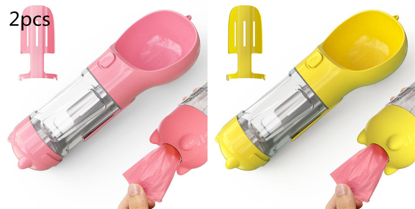 Bouteille d'eau pour animaux de compagnie avec distributeur, bol, sac poubelle, rangement, portable, voyage en extérieur, 3 en 1 pour chien. - KaoKao