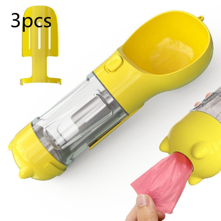 Bouteille d'eau pour animaux de compagnie avec distributeur, bol, sac poubelle, rangement, portable, voyage en extérieur, 3 en 1 pour chien. - KaoKao