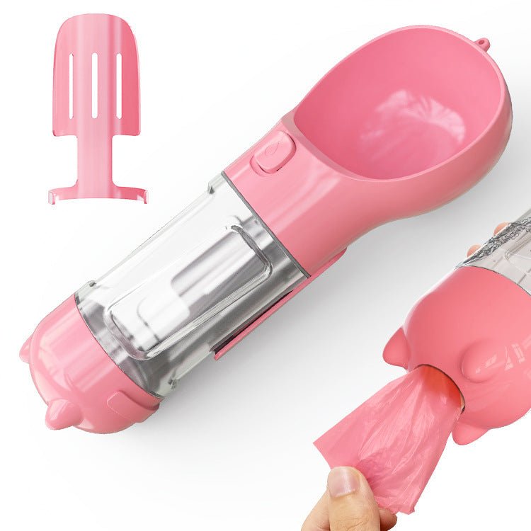 Bouteille d'eau pour animaux de compagnie avec distributeur, bol, sac poubelle, rangement, portable, voyage en extérieur, 3 en 1 pour chien. - KaoKao