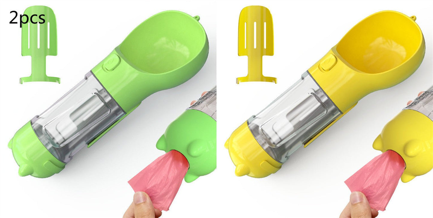 Bouteille d'eau pour animaux de compagnie avec distributeur, bol, sac poubelle, rangement, portable, voyage en extérieur, 3 en 1 pour chien. - KaoKao