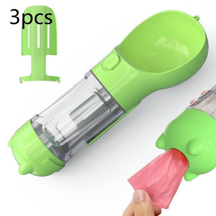 Bouteille d'eau pour animaux de compagnie avec distributeur, bol, sac poubelle, rangement, portable, voyage en extérieur, 3 en 1 pour chien. - KaoKao