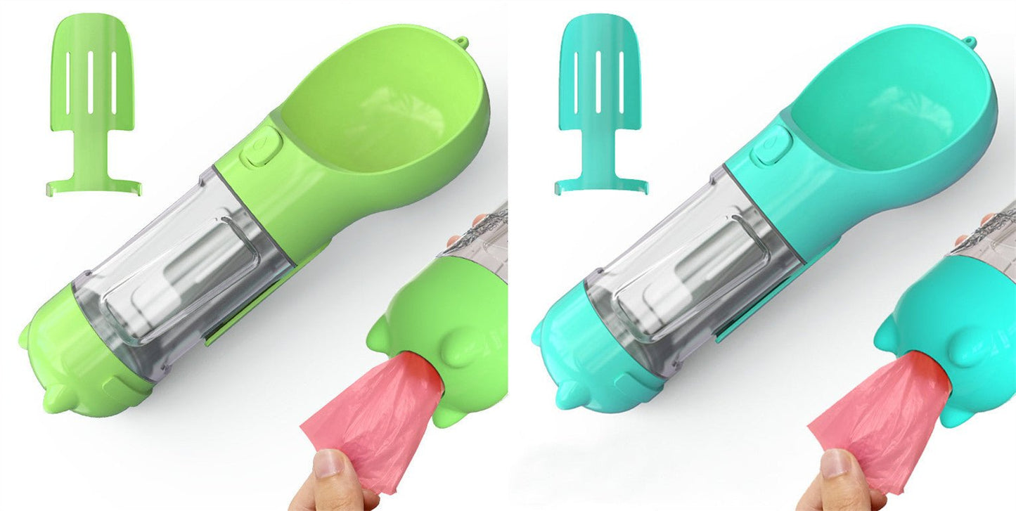Bouteille d'eau pour animaux de compagnie avec distributeur, bol, sac poubelle, rangement, portable, voyage en extérieur, 3 en 1 pour chien. - KaoKao