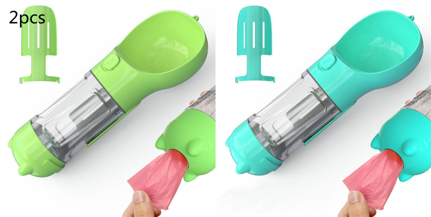 Bouteille d'eau pour animaux de compagnie avec distributeur, bol, sac poubelle, rangement, portable, voyage en extérieur, 3 en 1 pour chien. - KaoKao