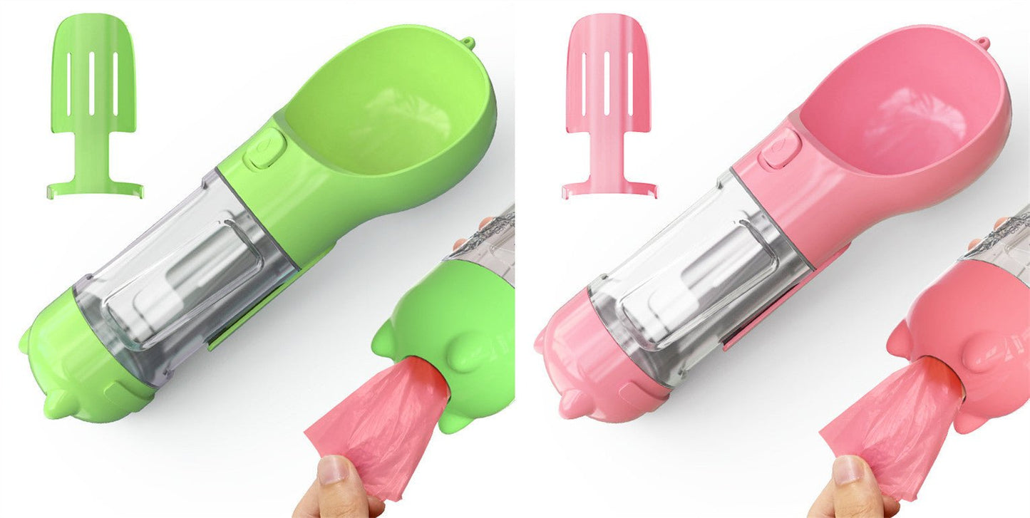 Bouteille d'eau pour animaux de compagnie avec distributeur, bol, sac poubelle, rangement, portable, voyage en extérieur, 3 en 1 pour chien. - KaoKao