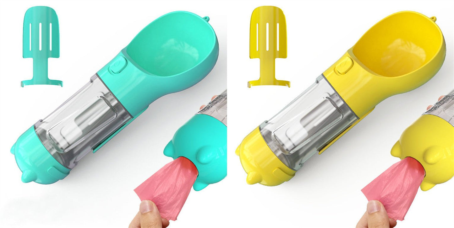 Bouteille d'eau pour animaux de compagnie avec distributeur, bol, sac poubelle, rangement, portable, voyage en extérieur, 3 en 1 pour chien. - KaoKao