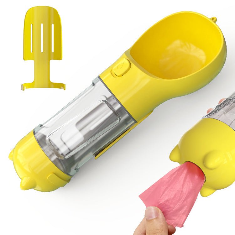 Bouteille d'eau pour animaux de compagnie avec distributeur, bol, sac poubelle, rangement, portable, voyage en extérieur, 3 en 1 pour chien. - KaoKao